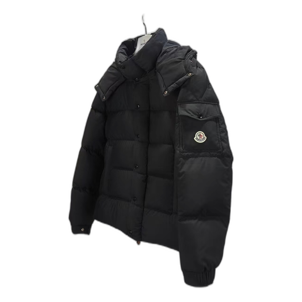 Moncler Maya Matte Hooded Puffer Jacket in Black