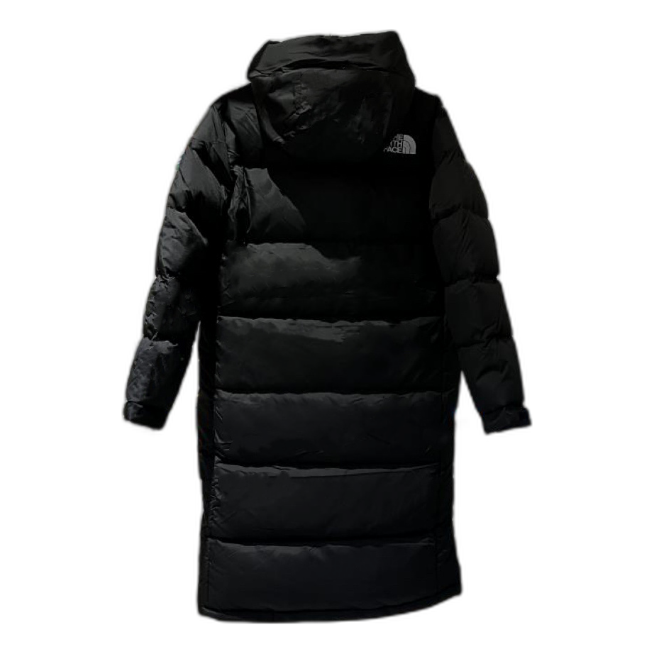The North Face Hooded Long Puffer Coat in Black