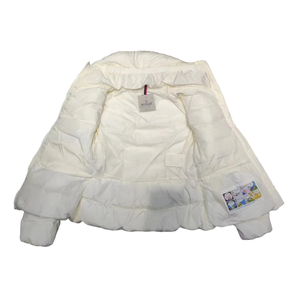 Moncler Drawstring-Waist Stand-Collar Puffer Jacket in Ivory