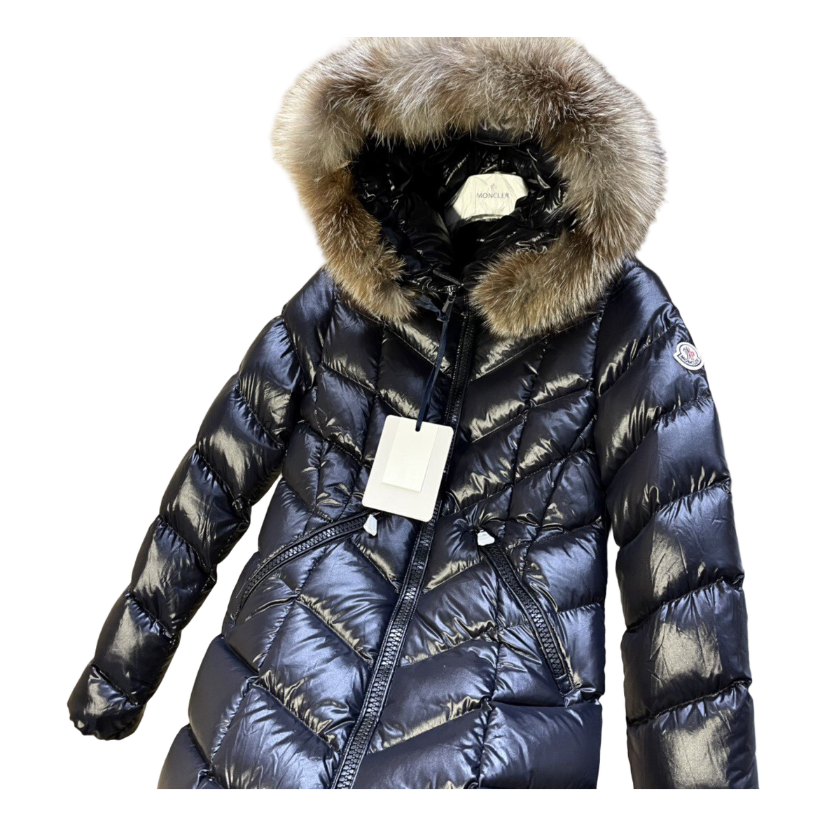 Moncler Fulmarus Chevron-Quilted Hooded Puffer Coat in Black