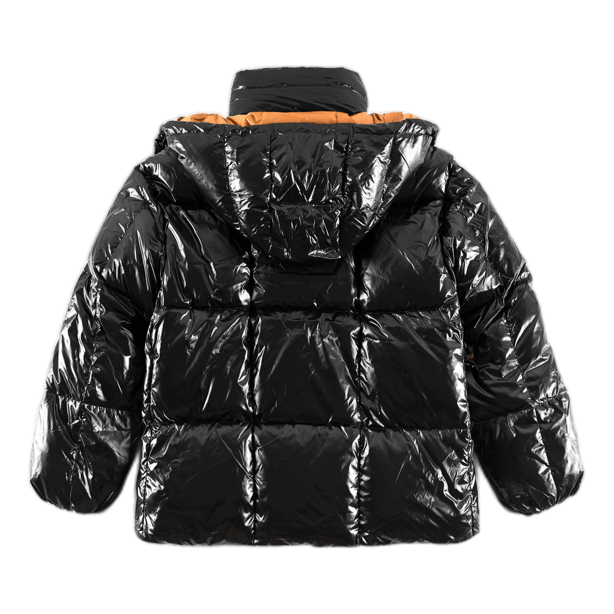 Moncler Copper-Lined Glossy Short Puffer Jacket in Black