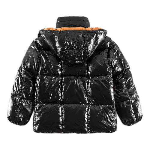 Moncler Copper-Lined Glossy Short Puffer Jacket in Black