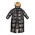 Moncler Gold-Lined Glossy Long Puffer Coat in Black
