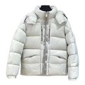 Moncler Double-Zip Hooded Puffer Jacket in Off White
