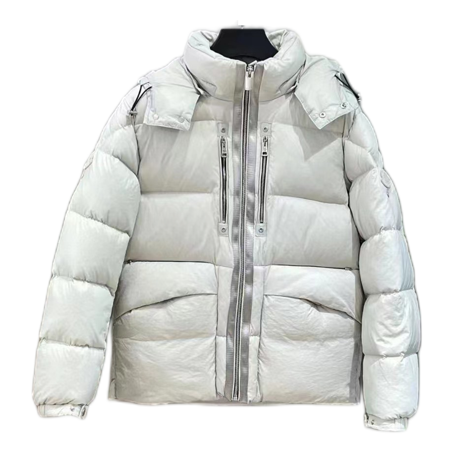 Moncler Double-Zip Hooded Puffer Jacket in Off White