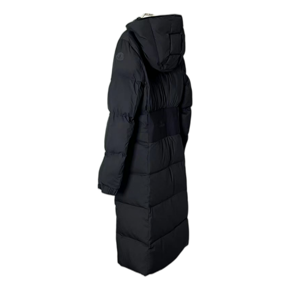 Moncler Matte Zip-Front Hooded Long Puffer Coat in Black