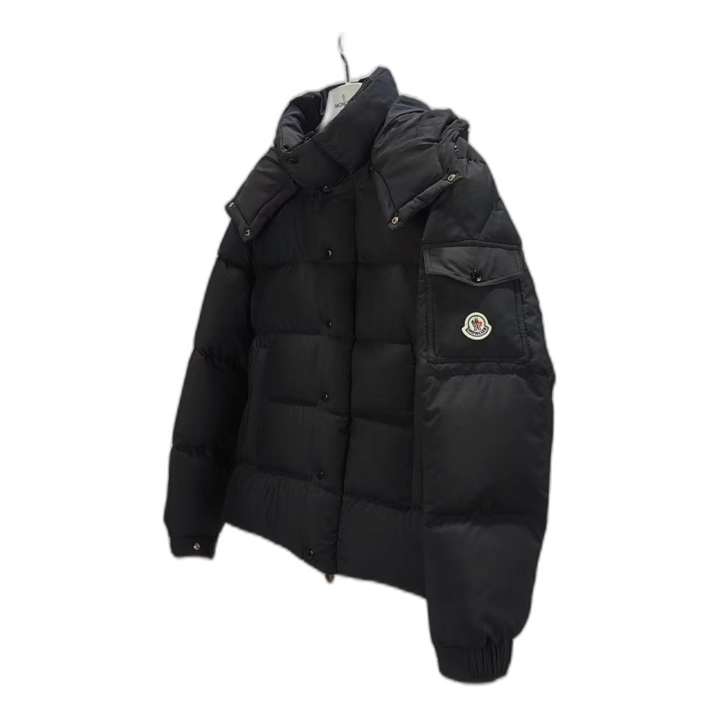 Moncler Maya Matte Hooded Puffer Jacket in Black