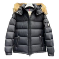 Moncler Fur-Trim Hooded Puffer Jacket in Black