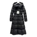 Moncler Fitted Long Hooded Puffer Coat in Black