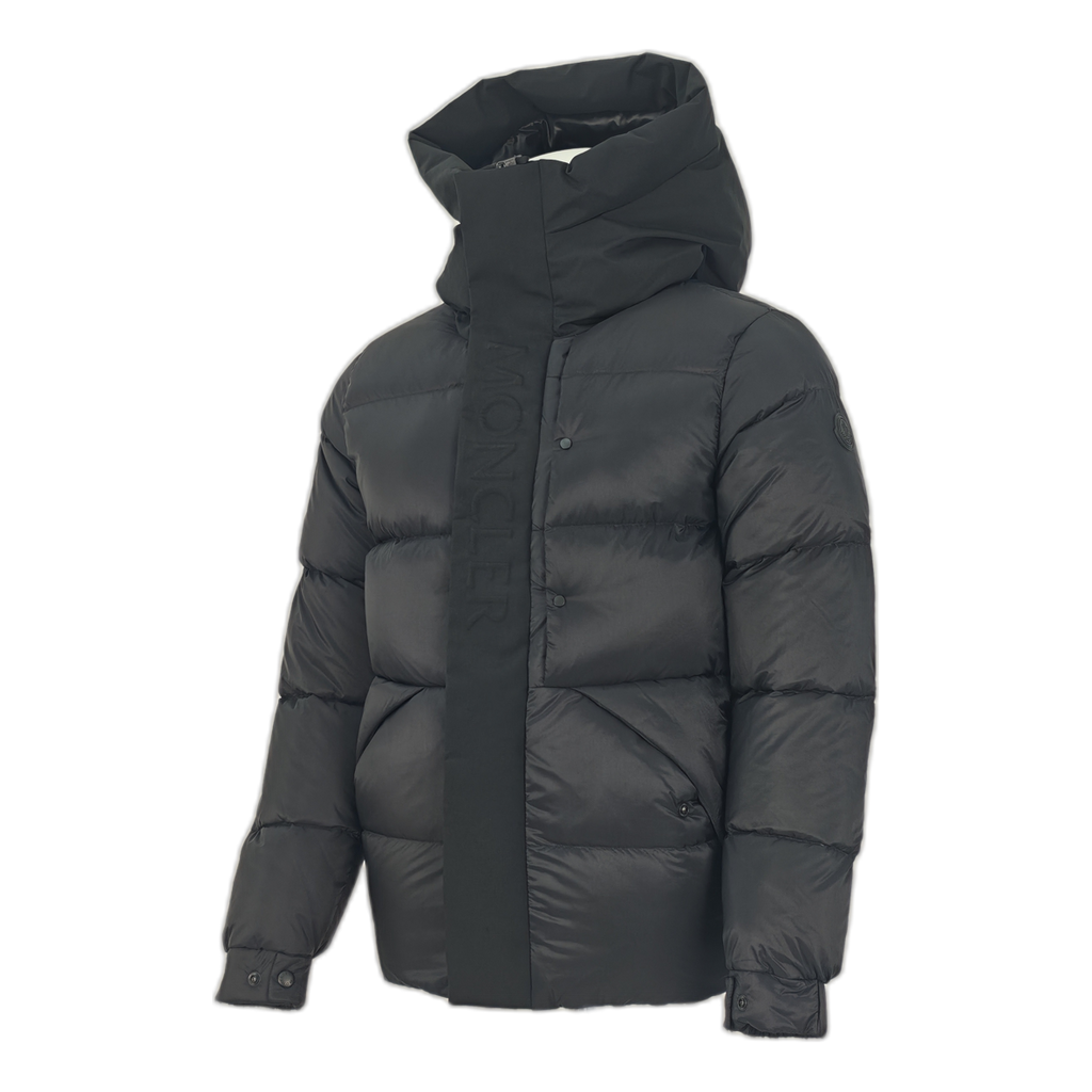 Moncler Tonal-Logo High-Collar Puffer Jacket in Black