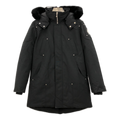 Moose Knuckles Curved-Hem Fur-Trim Hooded Parka in Black