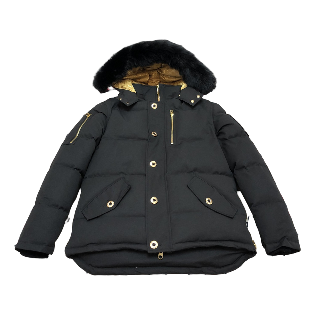 Moose Knuckles Gold 3Q Fur-Trim Puffer Jacket in Black