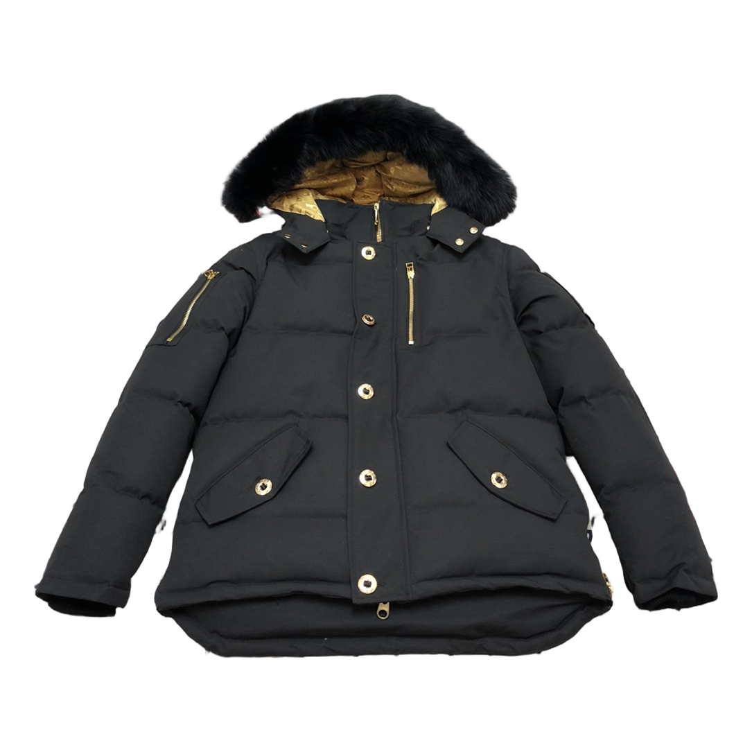 Moose Knuckles Gold 3Q Fur-Trim Puffer Jacket in Black