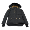 Moose Knuckles Gold 3Q Fur-Trim Hooded Puffer Jacket in Black
