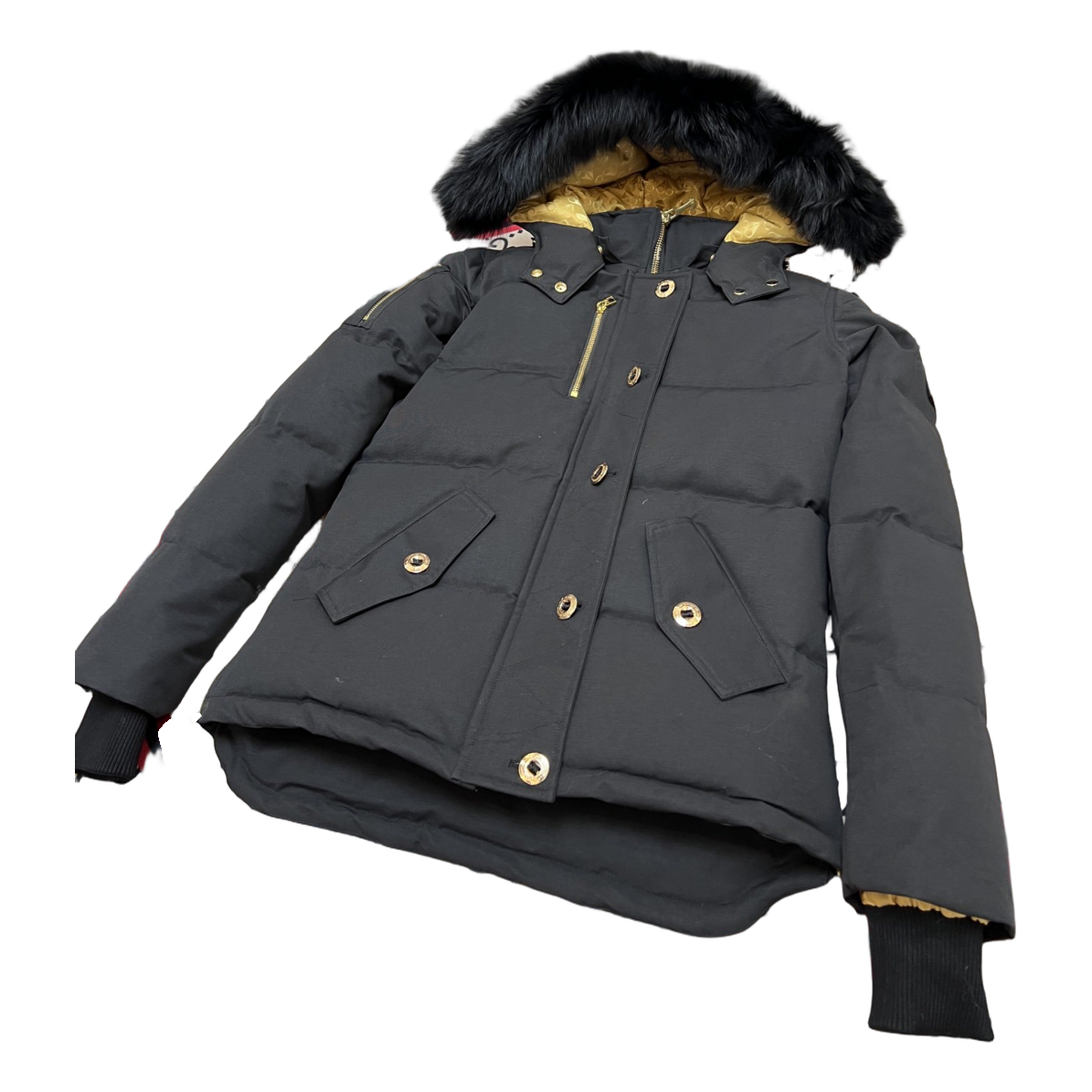 Moose Knuckles Gold 3Q Fur-Trim Hooded Puffer Jacket in Black