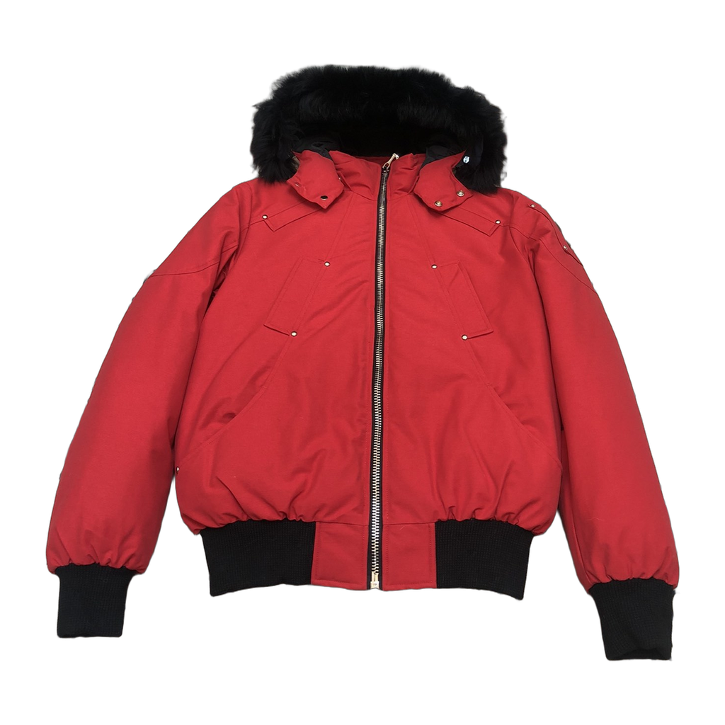 Moose Knuckles Men's Original Ballistic Shearling-Trim Bomber Jacket in Black