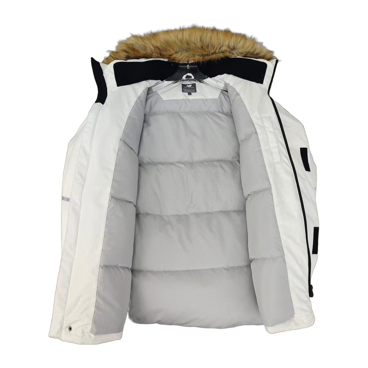 New Balance Fur-Trim Hooded Utility Jacket in White