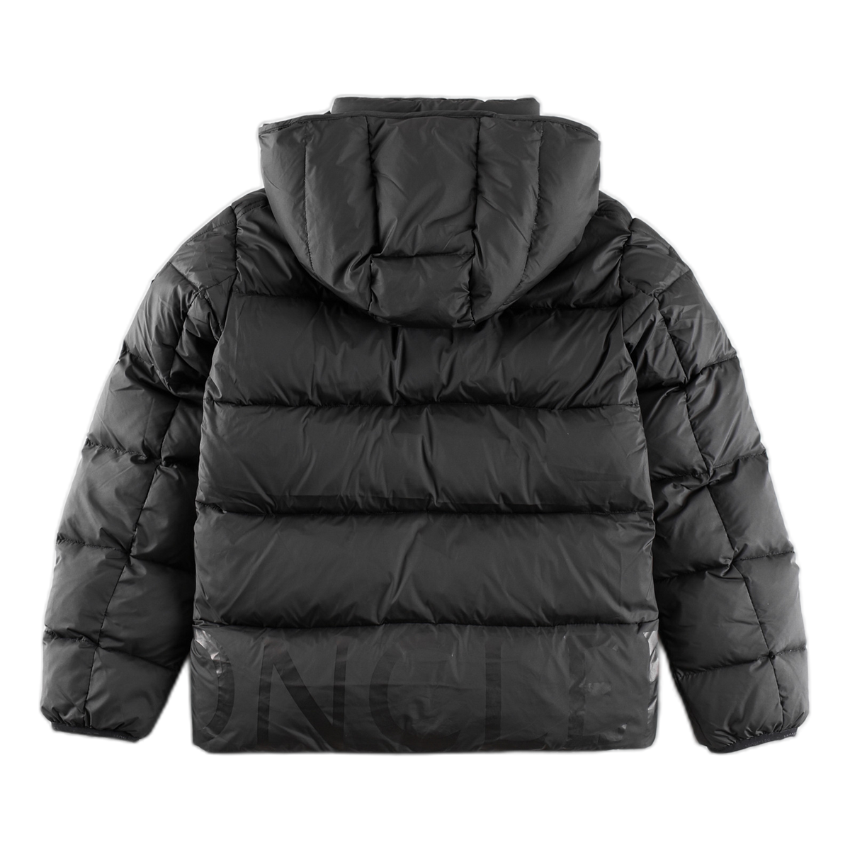 Moncler Contrast-Lined Logo-Hood Puffer Jacket in Black