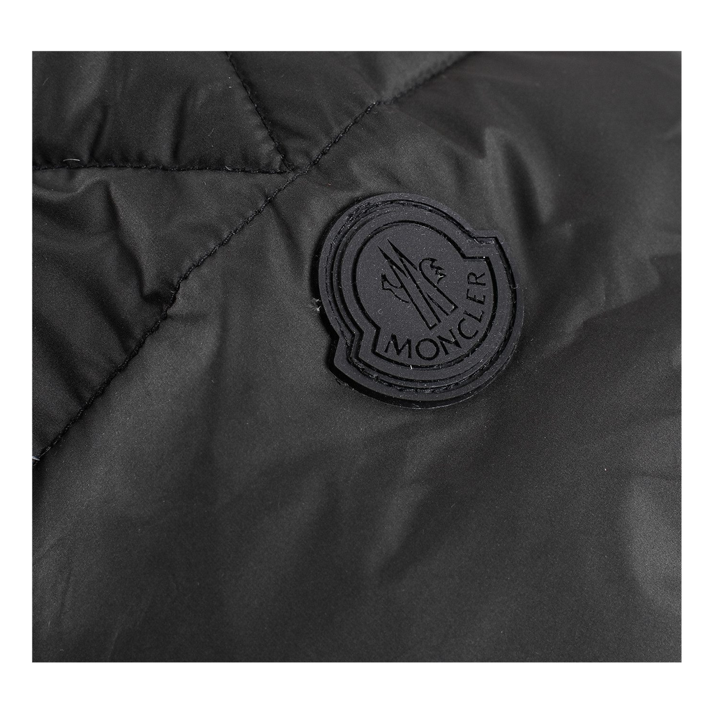 Moncler Contrast-Lined Logo-Hood Puffer Jacket in Black