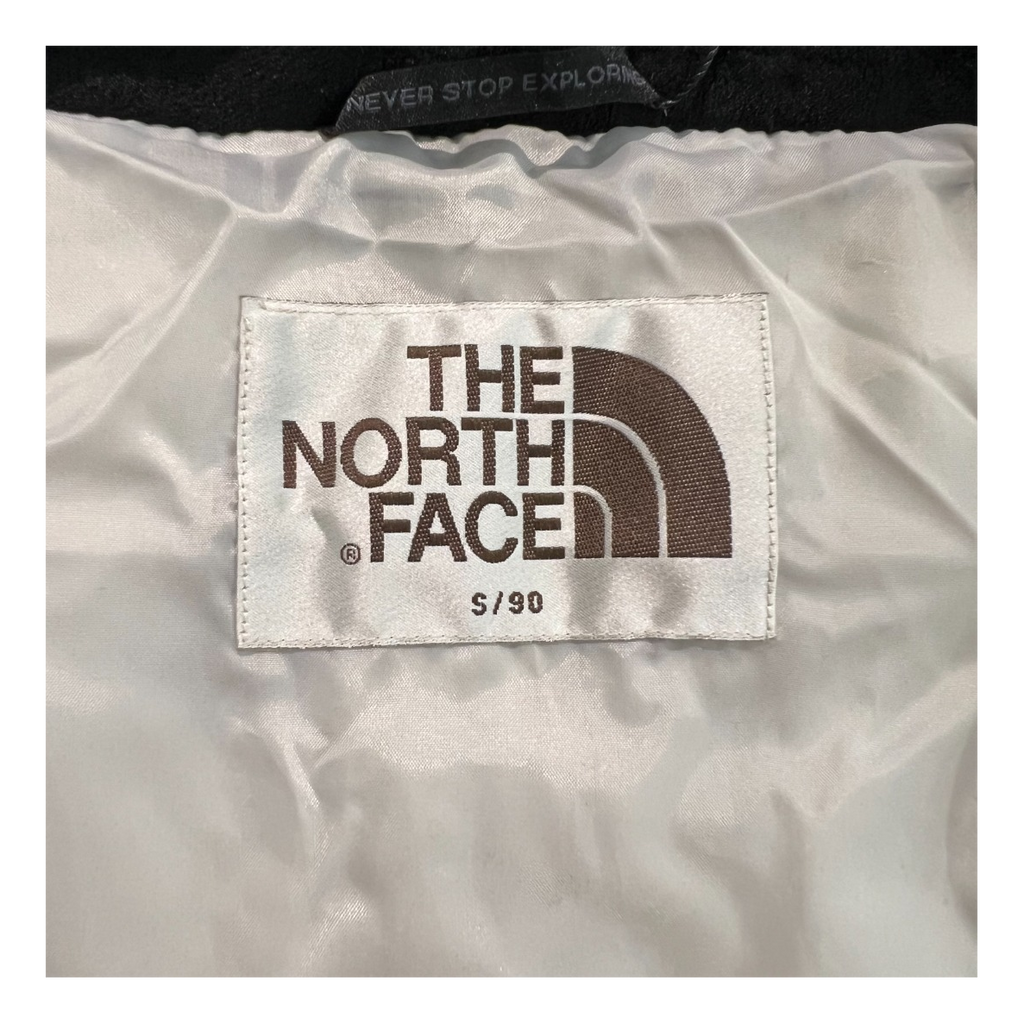 The North Face Color-Block Hooded Long Puffer Coat in Grey