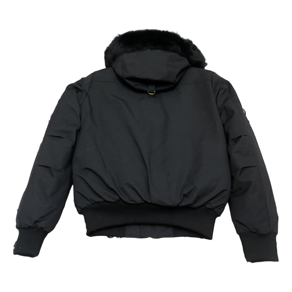Moose Knuckles Gold Ballistic Fur-Trim Bomber Jacket in Black