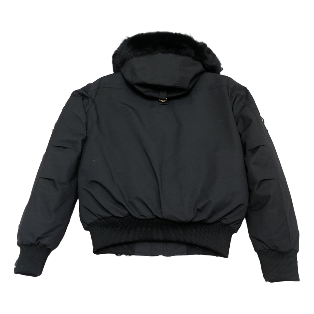 Moose Knuckles Gold Ballistic Fur-Trim Bomber Jacket in Black