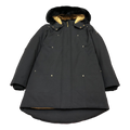 Moose Knuckles Gold-Lined Fur-Trim Long Parka in Black
