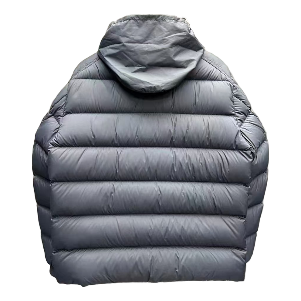 Moncler Tricolour Sleeve-Band Stand-Collar Puffer Jacket in Navy