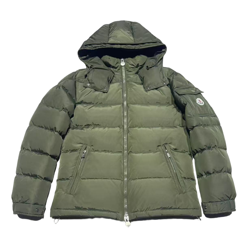 Moncler Maya Matte Hooded Puffer Jacket in Olive Green