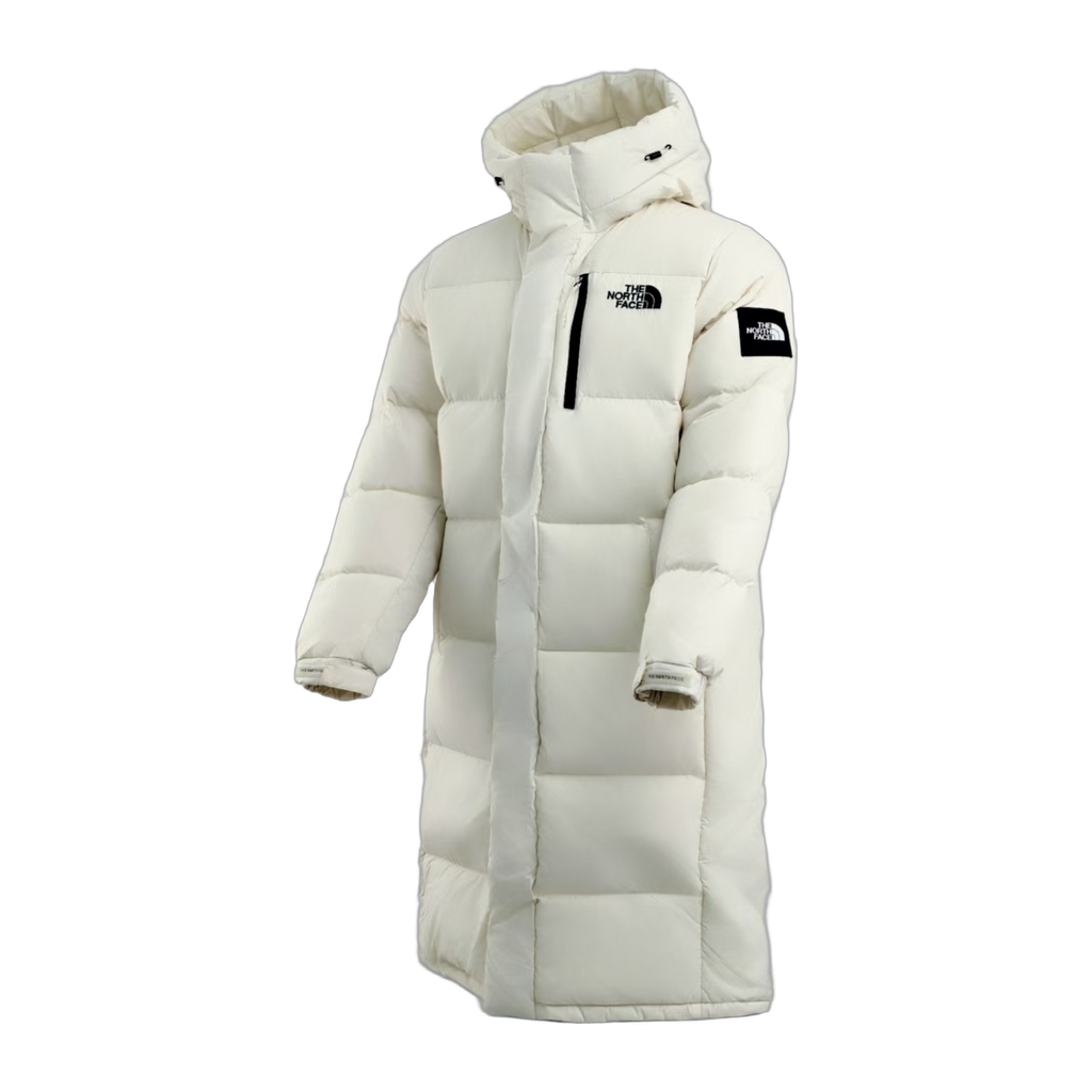 The North Face Color-Block Long Down Coat in White