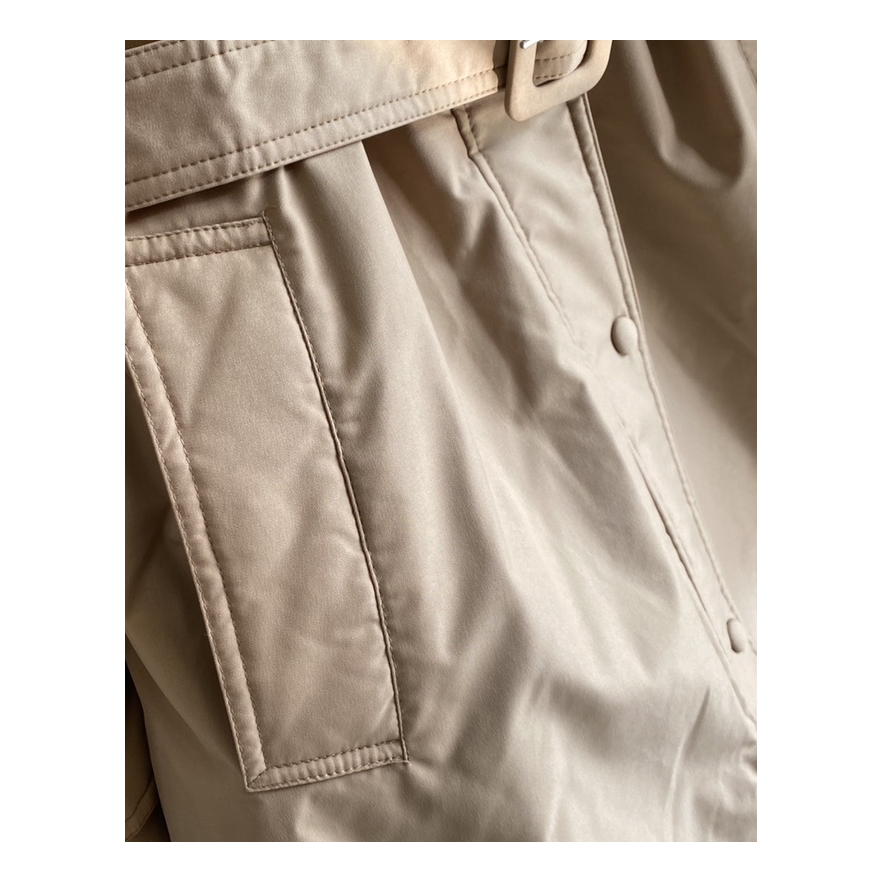 Prada Belted Fur-Trim Hooded Coat in Blush Beige