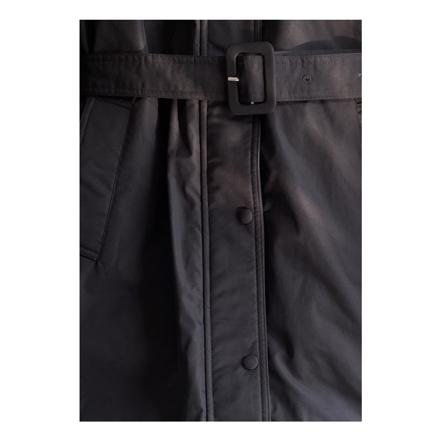 Prada Belted Fur-Trim Hooded Coat in Black