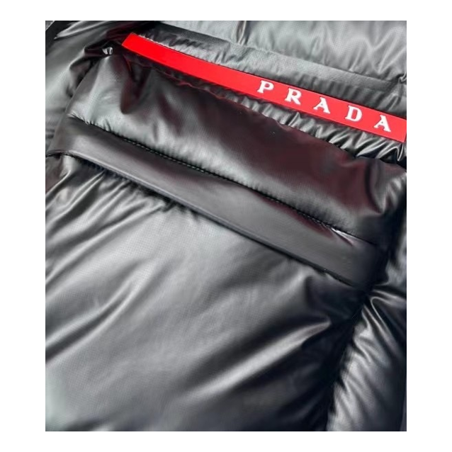 Prada Linea Rossa Hooded Puffer Jacket in Black